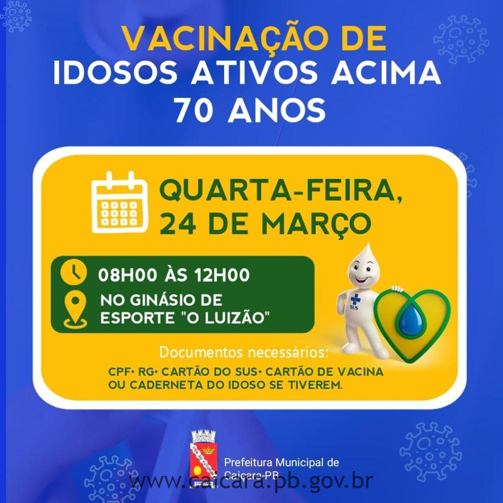 Vacinação para idosos ativos acima de 70 anos