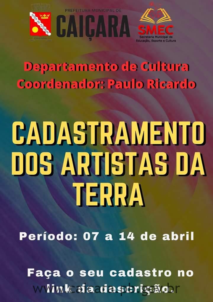 Cadastramento dos artistas da terra